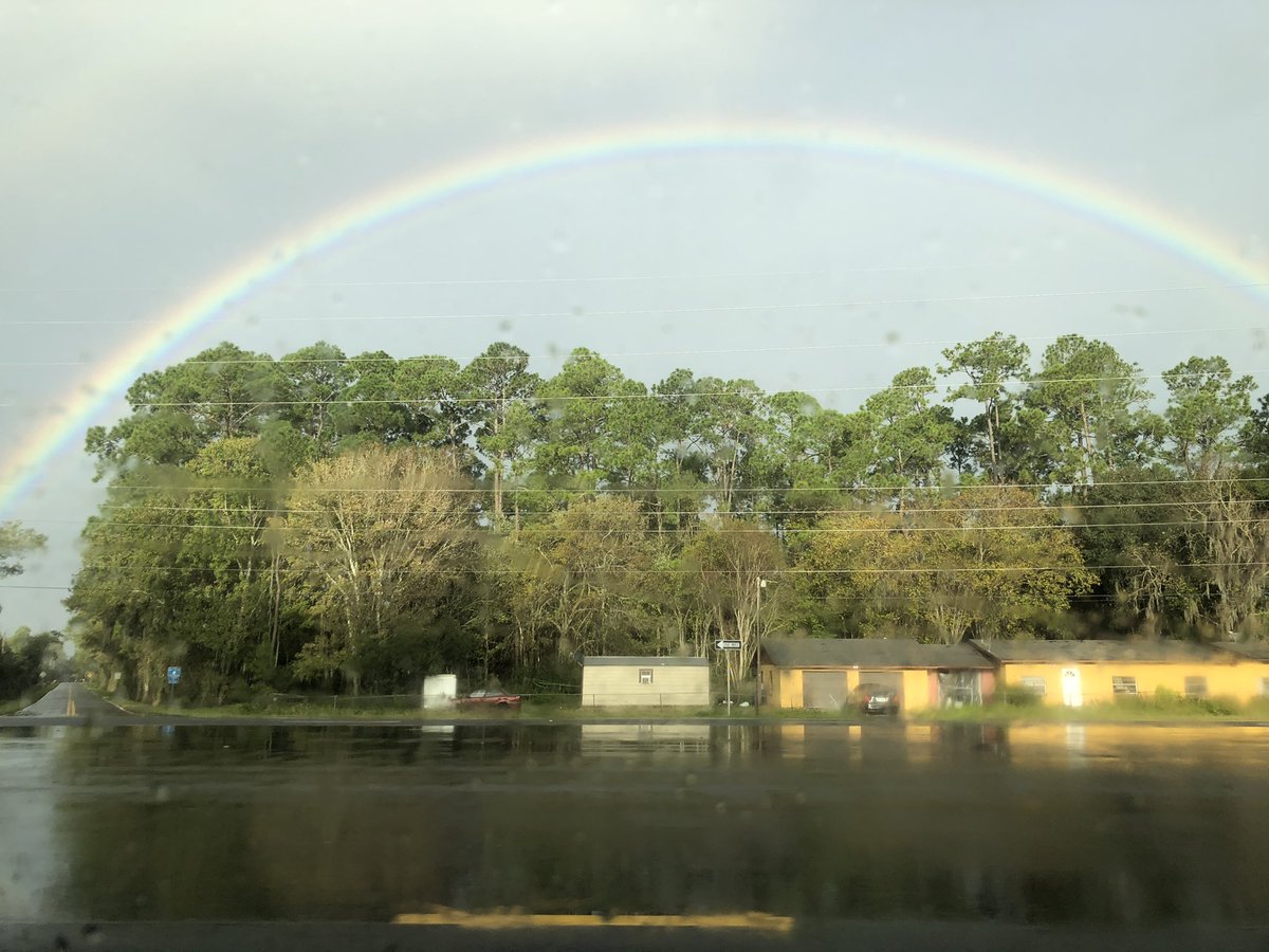 SummerFrostj's tweet photo. I don’t think it’s by chance huge double rainbows are popping up after storms. Gods promises will happen. We need to turn to Jesus. Photos like this were everywhere this morning! #godspromise #rainbows https://t.co/QOfADnTr2H
