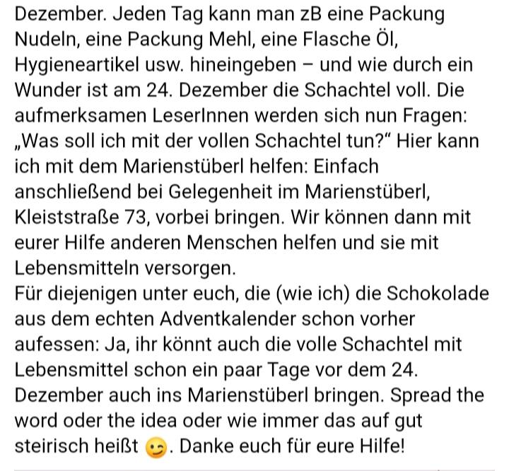 philippgeorg84's tweet photo. Liebe Leute in #Graz und Umgebung - wir täten wieder Hilfe im #Marienstüberl brauchen. https://t.co/Qs2dI9bnir