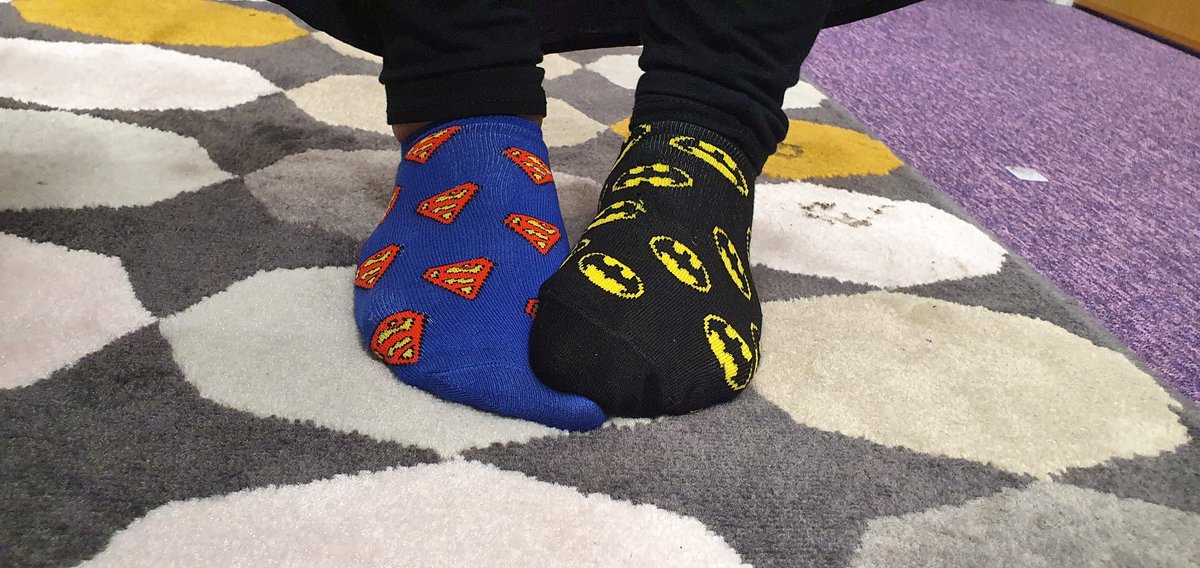 edengirlsWF's tweet photo. Of all the odd sock combos, this one is the best by far. A battle of #superheroes. #Batman Vs #Robin. #OddSocksDay #OddSocksDay2020 @ABAonline https://t.co/qE4XjZmGWk