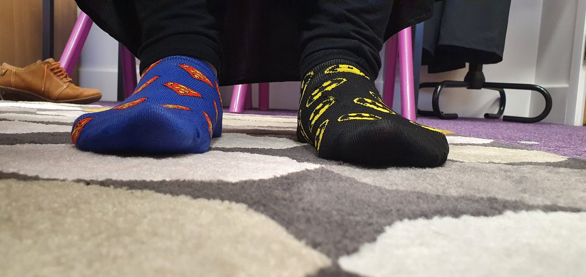 edengirlsWF's tweet photo. Of all the odd sock combos, this one is the best by far. A battle of #superheroes. #Batman Vs #Robin. #OddSocksDay #OddSocksDay2020 @ABAonline https://t.co/qE4XjZmGWk