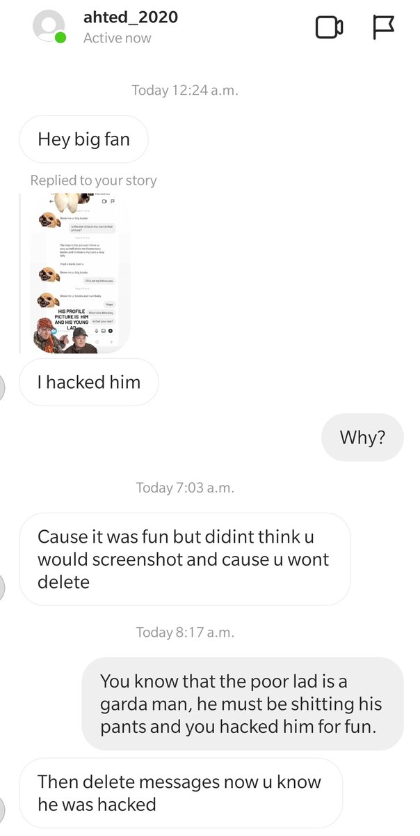 Oh a new account has got in touch. No followers, no pictures, seems legit