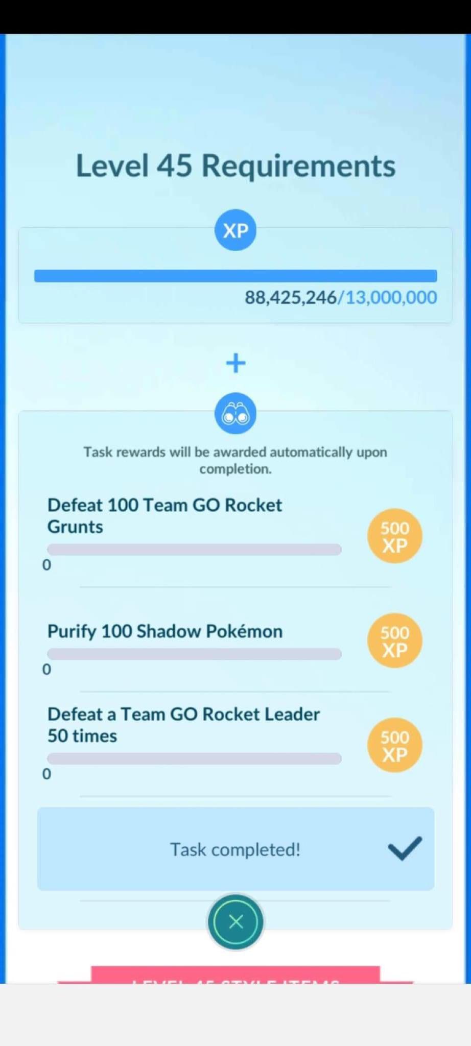 Pokemon Go Hub Level 44 And 45 Requirements Got Unlocked Xp Requirement Aside That S A Lot Of Shadow Pokemon To Purify Full Report And Levels 41 42 And 43 Here