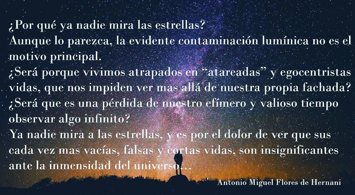 AMiguelFlores_'s tweet photo. ♾♾♾Infinitud♾♾♾
#arte #art #universo #infinitud #estrellas #fugaz #efimero #365daychallenge #textosreflexivos #textos #humanbeings #escrituracreativa https://t.co/YRsAZL7Jwu