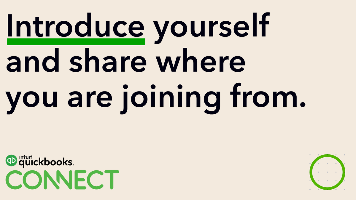 QuickBooks's tweet photo. Say hi to the #QBConnect community and tell us about your business, firm, or company. https://t.co/DcnC5a3l2o