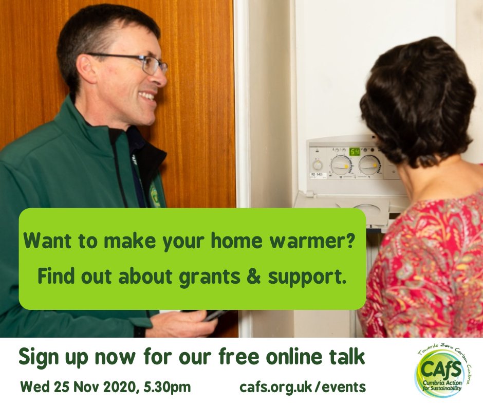 Good news if you've a chilly home! Govt has extended Green Homes Grant for extra year to March 2022. Hugely welcome & we'd encourage Cumbrians to take advantage. Find out more about it & and other support to make your home warmer at our free webinar: buff.ly/2TiJptw