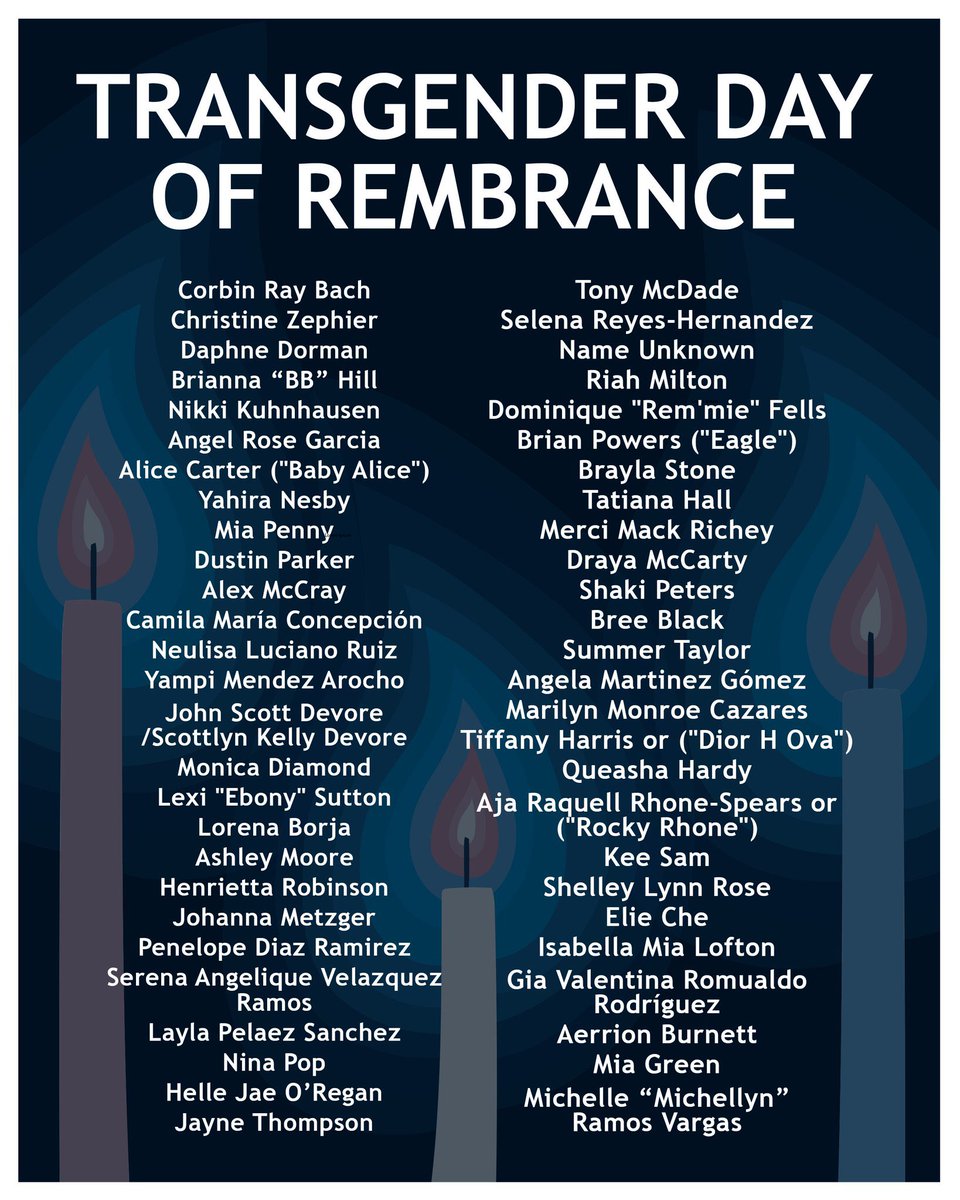 amazingatheist's tweet photo. More trans people have been murdered this year than any other year since records on this issue have been kept. This shit needs to stop. I wish a tweet like this could stop it. I wish virtue signaling was enough. It isn’t. We need action. 

#TransDayOfRemembrance https://t.co/3KMB1uX6N0