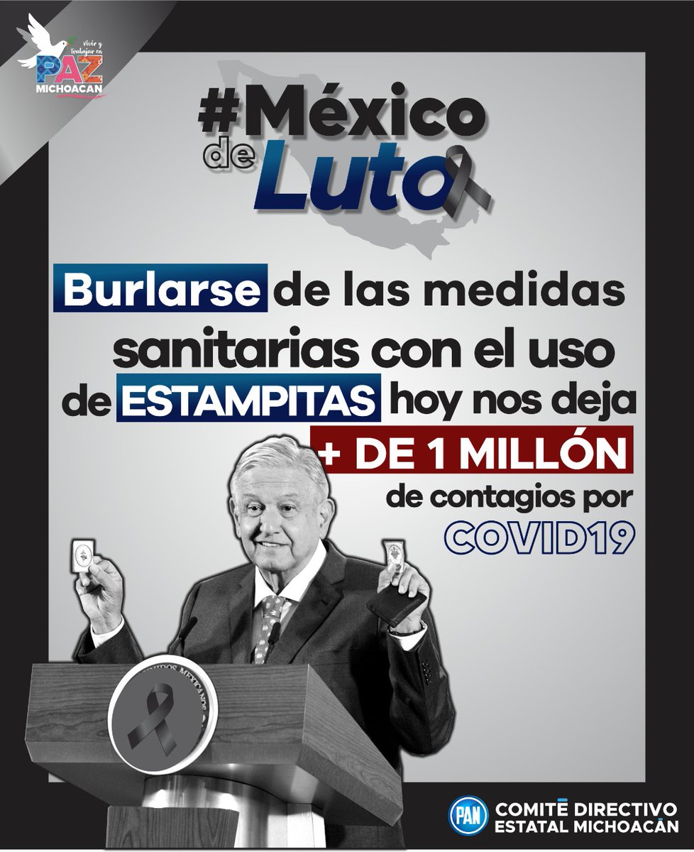 PTacambaro's tweet photo. La falta de seriedad en las medidas precautorias para evitar el contagio de Coronavirus, provocó que muchas personas dejarán de usar cubrebocas y se propagara el virus.
#MéxicoDeLuto. https://t.co/IyK8G9A41q