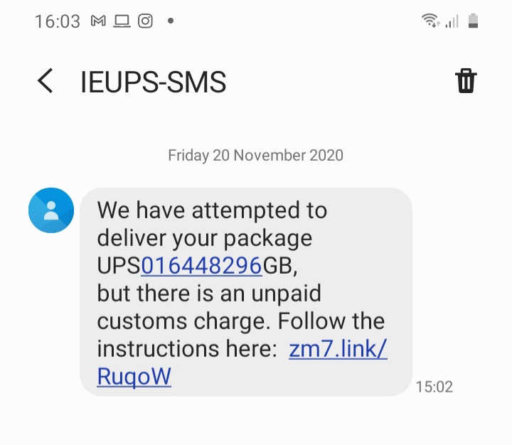 Be vigilant &amp; don't fall for these smishing scams. 
<a href="/UPS/">UPS</a> fraud team have been notified.
 #faketext #scam #smishing #bevigilant #onlineshopping