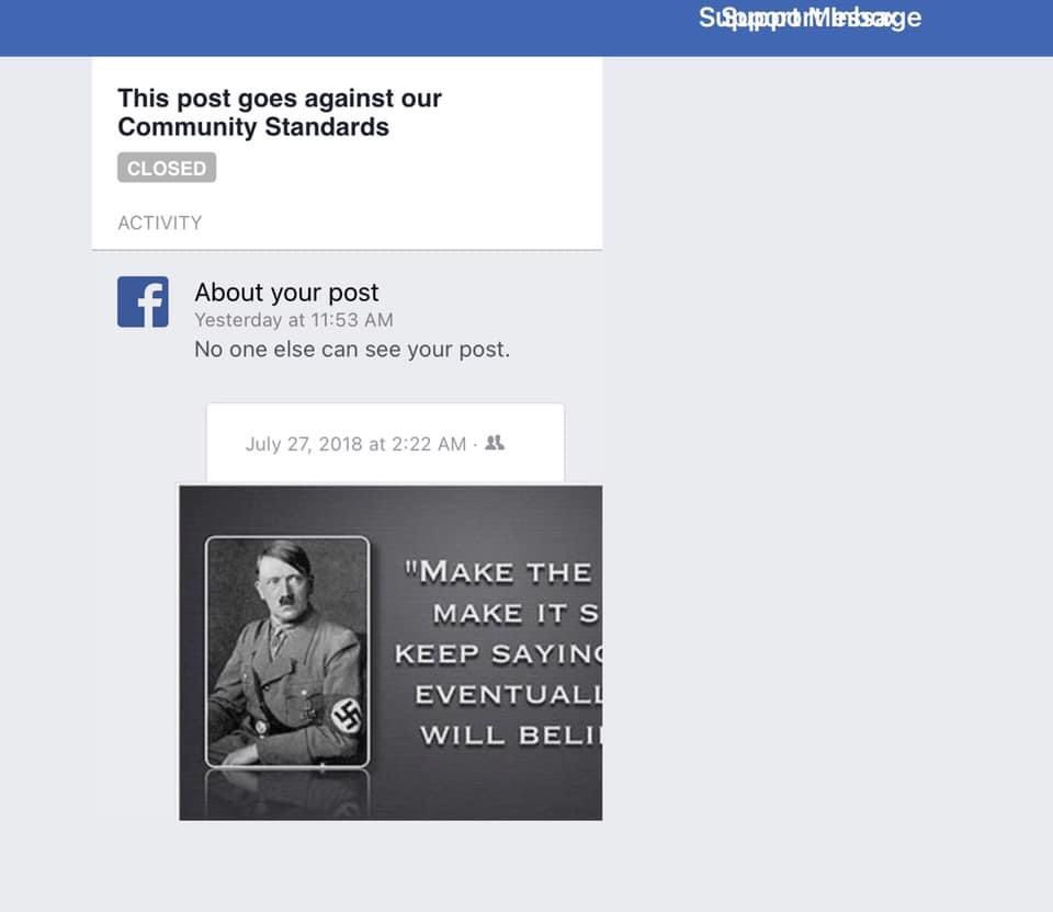 ColoMMJDaily's tweet photo. You mad? Of course you were caught in the act on the 21st century revival of Nazi propaganda techniques but I’m horrible for pointing out your methods. Go fuck yourself. Then you tried to flag the same post right before the 2020 election. Which is a 30 day ban.
Keep goosesteppin. https://t.co/dxYG2VuejX