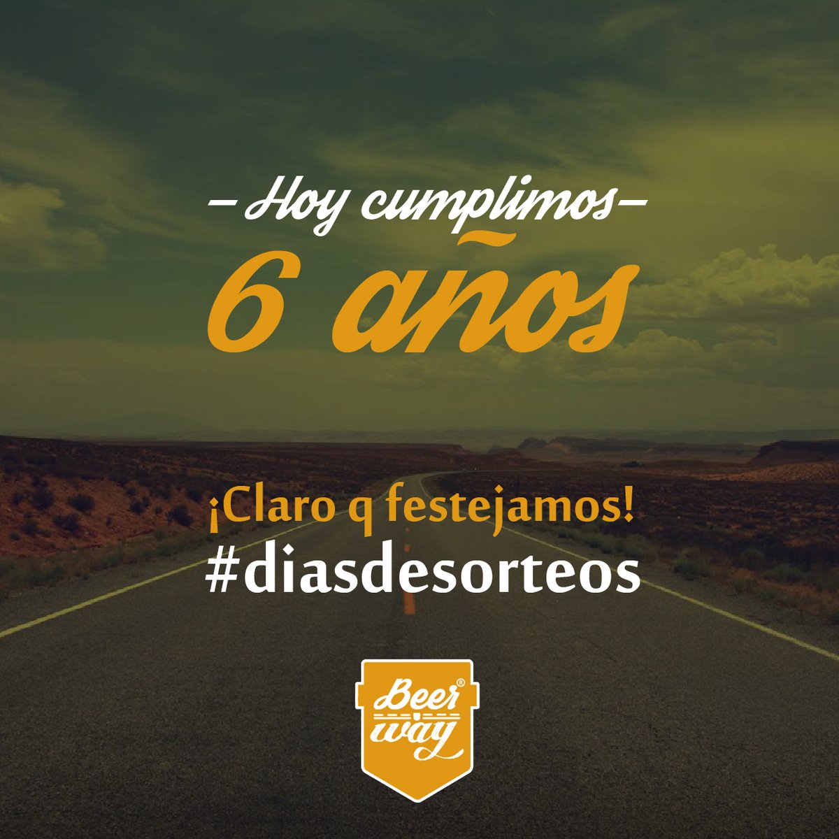 6 AÑOS!!! 🎉
🙌Recorriendo Km cerveceros, sumando amigos y experiencias. También promocionado el sector, organizando eventos y colaborando con la capacitación
🍻Desde 2014 en la #rutadelacervezaartesanal
 Vamos a festejarlo con vos!!! Llegan los
DIAS DE SORTEO a <a href="/beerwayok/">Beer Way</a> 🏁