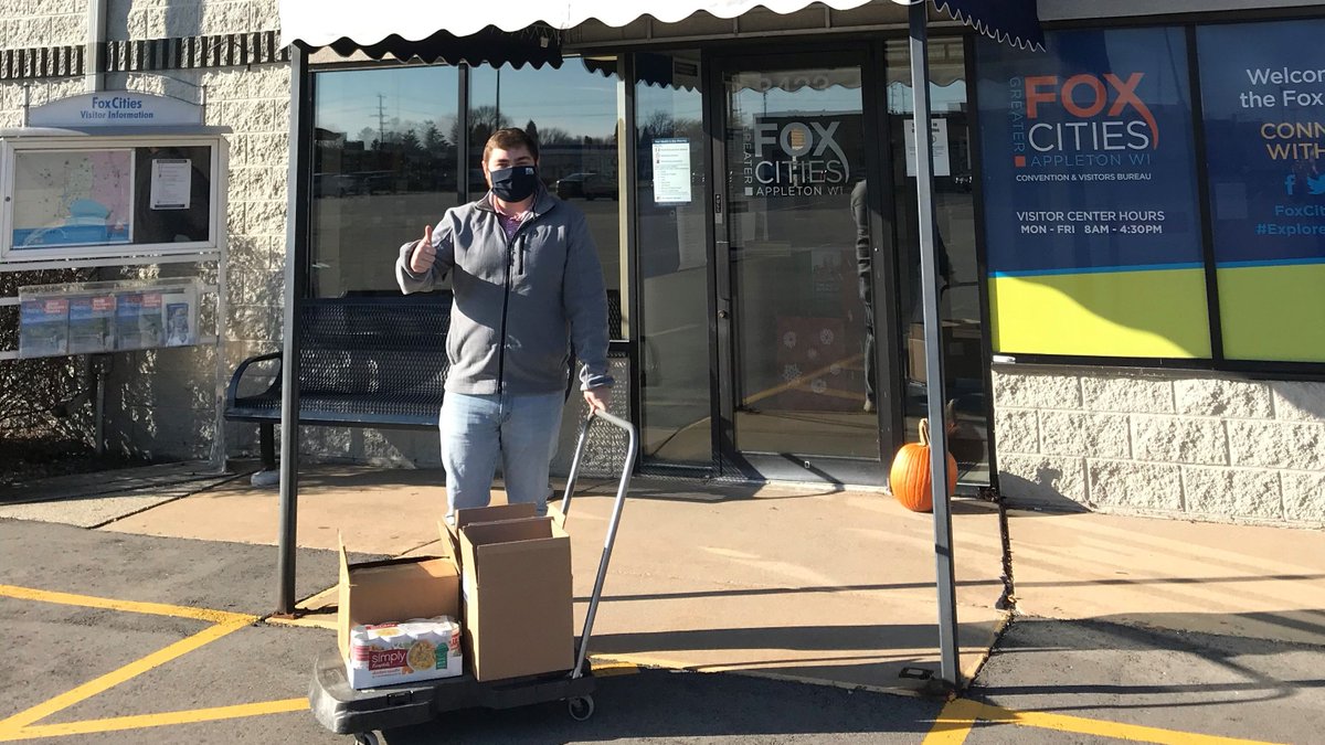 FoxCitiesWi's tweet photo. In support of fighting hunger & sustaining hope in the #FoxCitiesWi, this month's @FoxCitiesWi staff donation to @StJoesFoodProg was filled with items to make #Thanksgiving a bit brighter for those in the communities we serve & love. #GiveBack #StrongerTogether https://t.co/1q5PgZlhLp