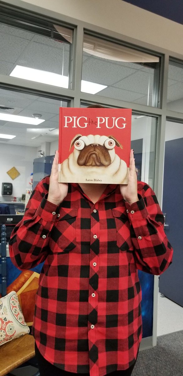 Having fun with #BookFace Friday! I love Pig the Pug! He is my spirit animal! #katylibraries #pigthepug