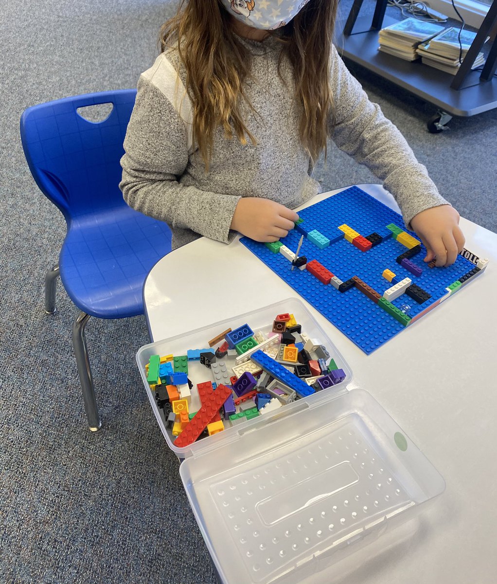 KeishaHilliard's tweet photo. After reading “How to Catch a Turkey” 1st grade Huskies made their own lego maze. They had to use TRIAL AND ERROR, TROUBLESHOOT, and PERSISTENCE to get their marble through their maze. 
@dte_slibrary @DominionTrailES @DTESPrincipal https://t.co/EDCSpbAkib