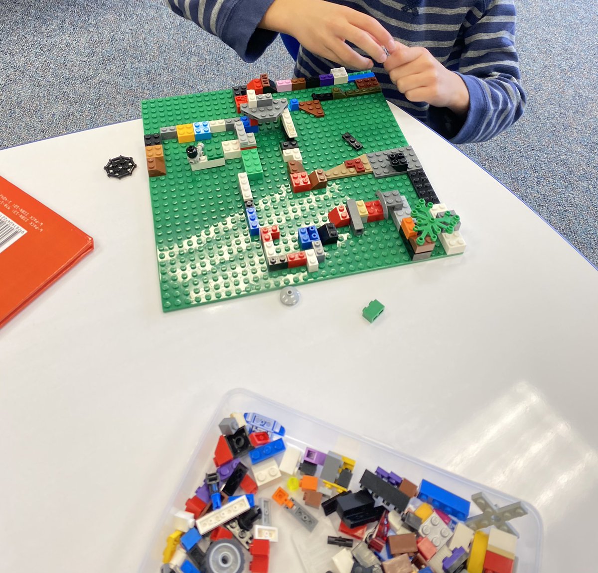 KeishaHilliard's tweet photo. After reading “How to Catch a Turkey” 1st grade Huskies made their own lego maze. They had to use TRIAL AND ERROR, TROUBLESHOOT, and PERSISTENCE to get their marble through their maze. 
@dte_slibrary @DominionTrailES @DTESPrincipal https://t.co/EDCSpbAkib