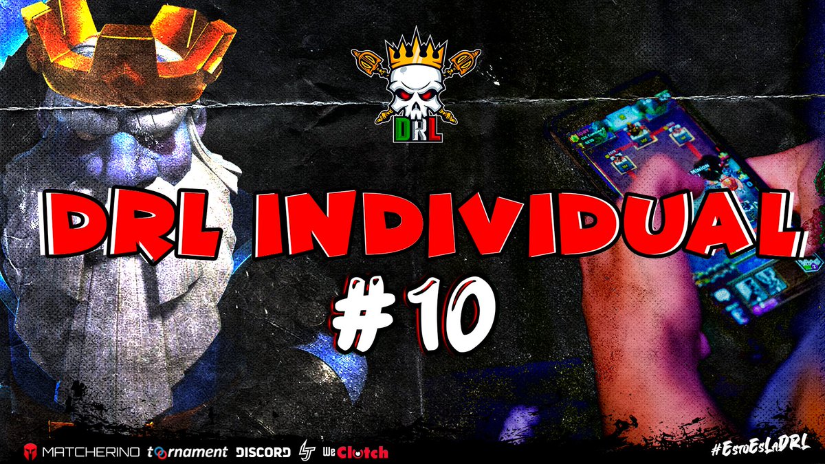 ¡LLEGÓ LA HORA!

La DRL Individual abre sus inscripciones para su décima edición de #ClashRoyale, con premios de 50-100 USD. 💵

▪ Seguirnos <a href="/DRL_GG/">Dᴇᴀᴛʜ Rᴏʏᴀʟᴇ Lᴇᴀɢᴜᴇ 🇲🇽</a>.
▪ Seguir a <a href="/AscensoDRL/">Ascenso DRL México 🇲🇽</a>.
▪ Dar 🔁 y ❤
▪ Etiquetar a un amigo pro y uno manco.

Todas las pruebas al MD. 📩

#EstoEsLaDRL