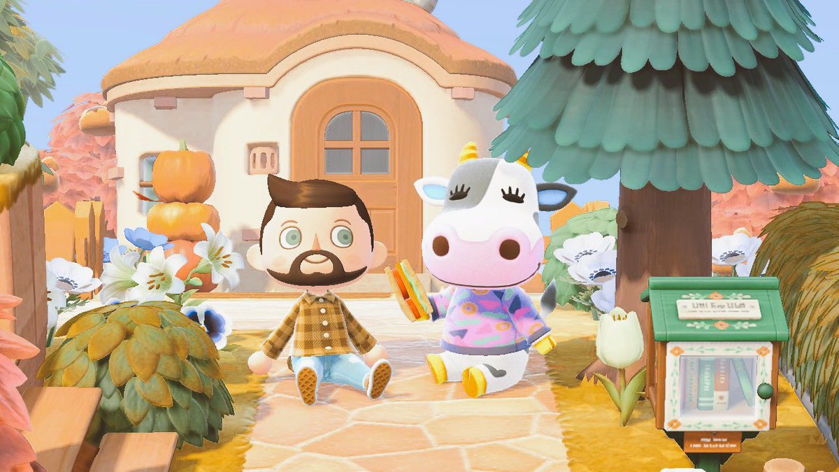 OtterIsle's tweet photo. Loving the sitting feature - now I get to sit in leaves &amp; with my friends ☺️ #AnimalCrossing #ACNH https://t.co/3IfeidC9LL