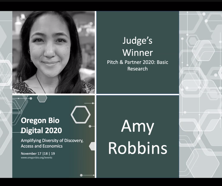 ZfishAmy's tweet photo. Whoa, I won the pitch contest AND audience favorite award for #OregonBio2020 in Basic Research! It feels really good to take a risk and have it pay off. And always great to share @StankLab fin regen work with the wider community. The biotech world is suddenly less intimidating! https://t.co/00rI1Gi7xo