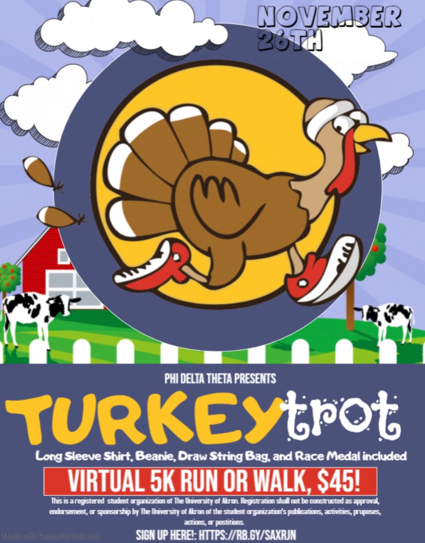Come join us on November 26th for a virtual 5K run or walk! Each ticket is only $45 and that includes a long sleeve shirt, a beanie, a draw string bag, and a race medal. To sign up click the link in our bio. Proceeds go towards helping defeat ALS! We can’t wait to see you there!