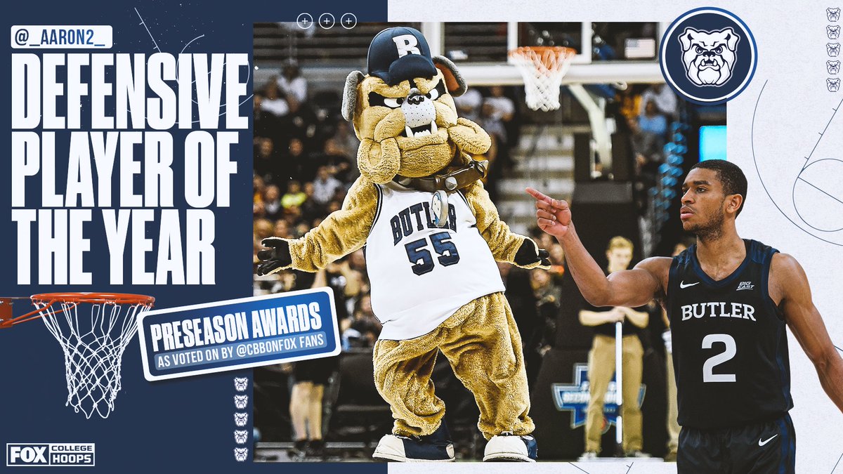 CBBonFOX's tweet photo. Go Dawgs 🐶🙌

@ButlerMBB's @_aaron2_ is your preseason pick to win Defensive Player of the Year, as voted on by CBB on FOX fans! https://t.co/d2bk61Rj7t