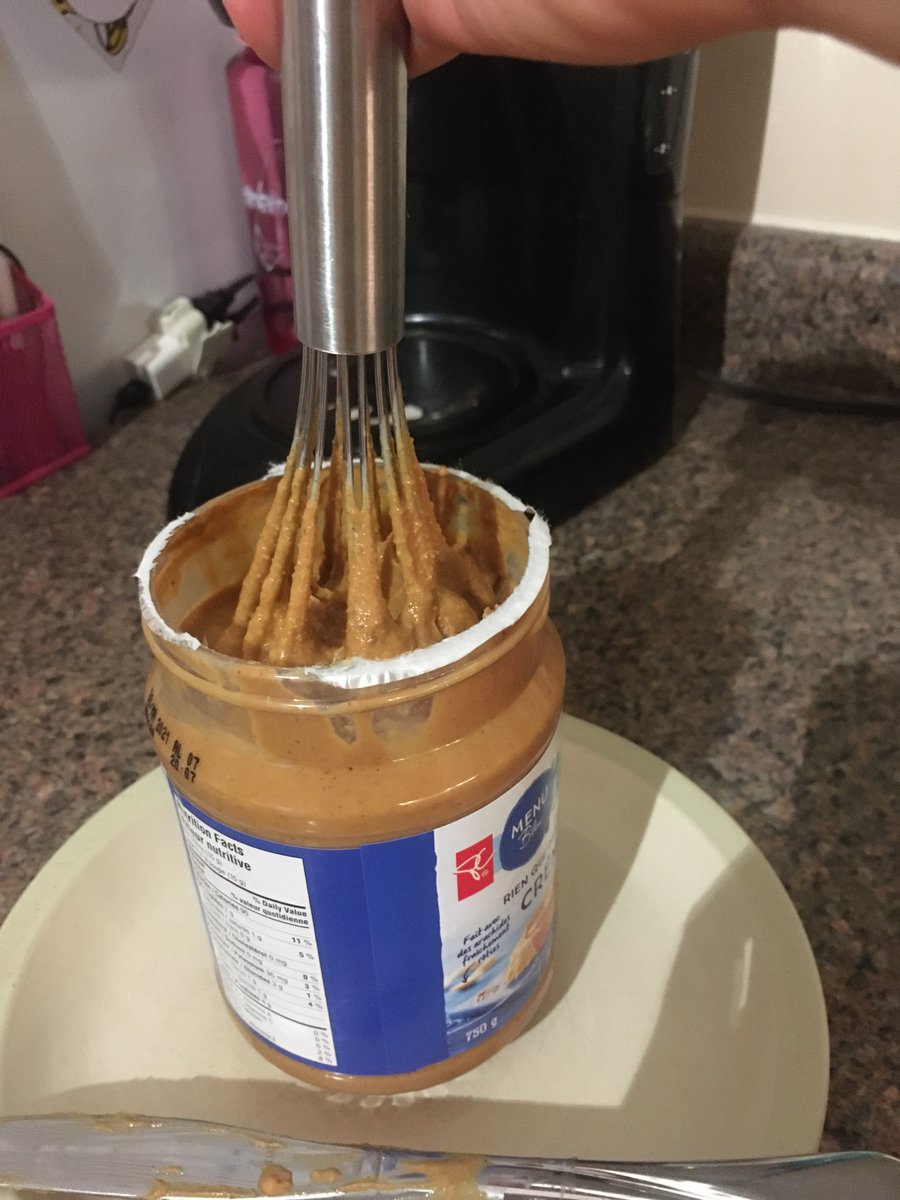 Here's the part my mom and  @jonlovett and other haters were missing. Blend the heck out of that entire brand new jar with a whisk until you have a completely homogeneous mix. I find a mix of up/down and twists work best.