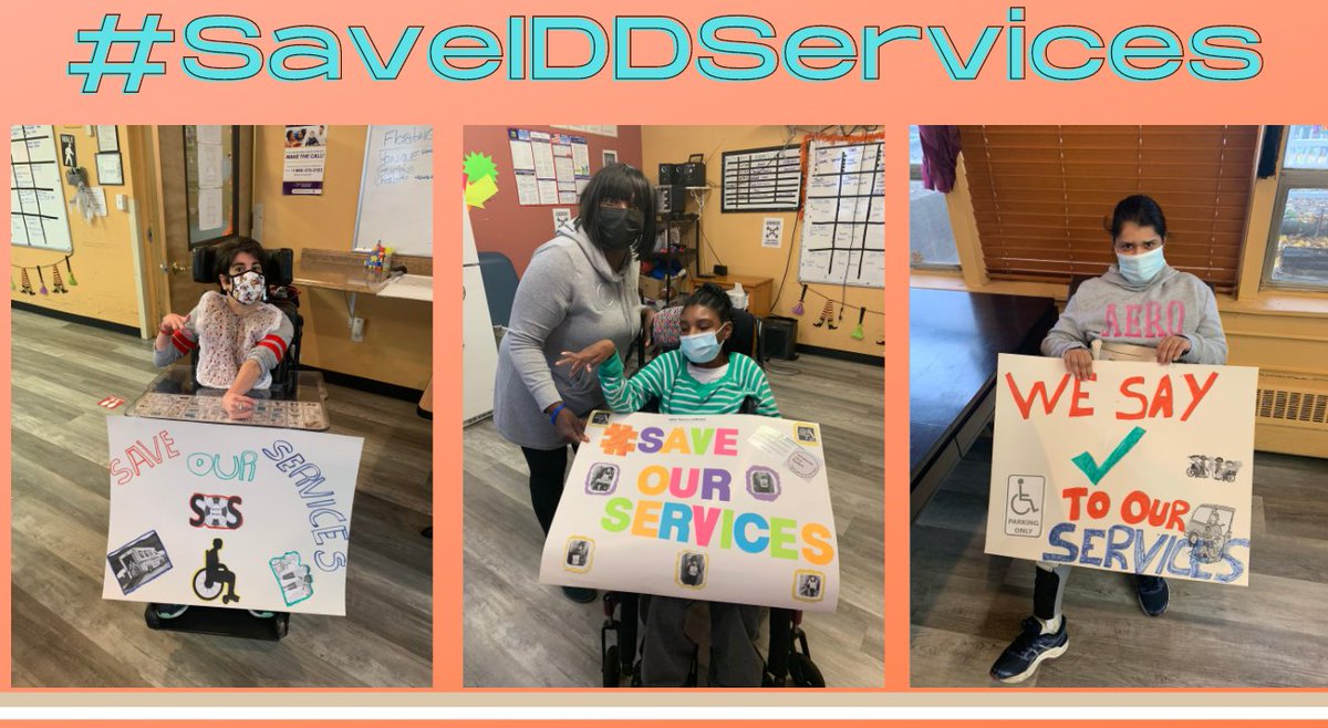 AHRCNassau's tweet photo. Jenny, Kandia, and Saadia from AHRC's Day Habilitation Program are getting ready for the @NYC_FAIR Dec. 9 Zoom Rally calling out to lawmakers to #SaveIDDServices. Way to go advocates! #ahrconnections #ahrcdayhab #advocate https://t.co/LeuBYcnDg7