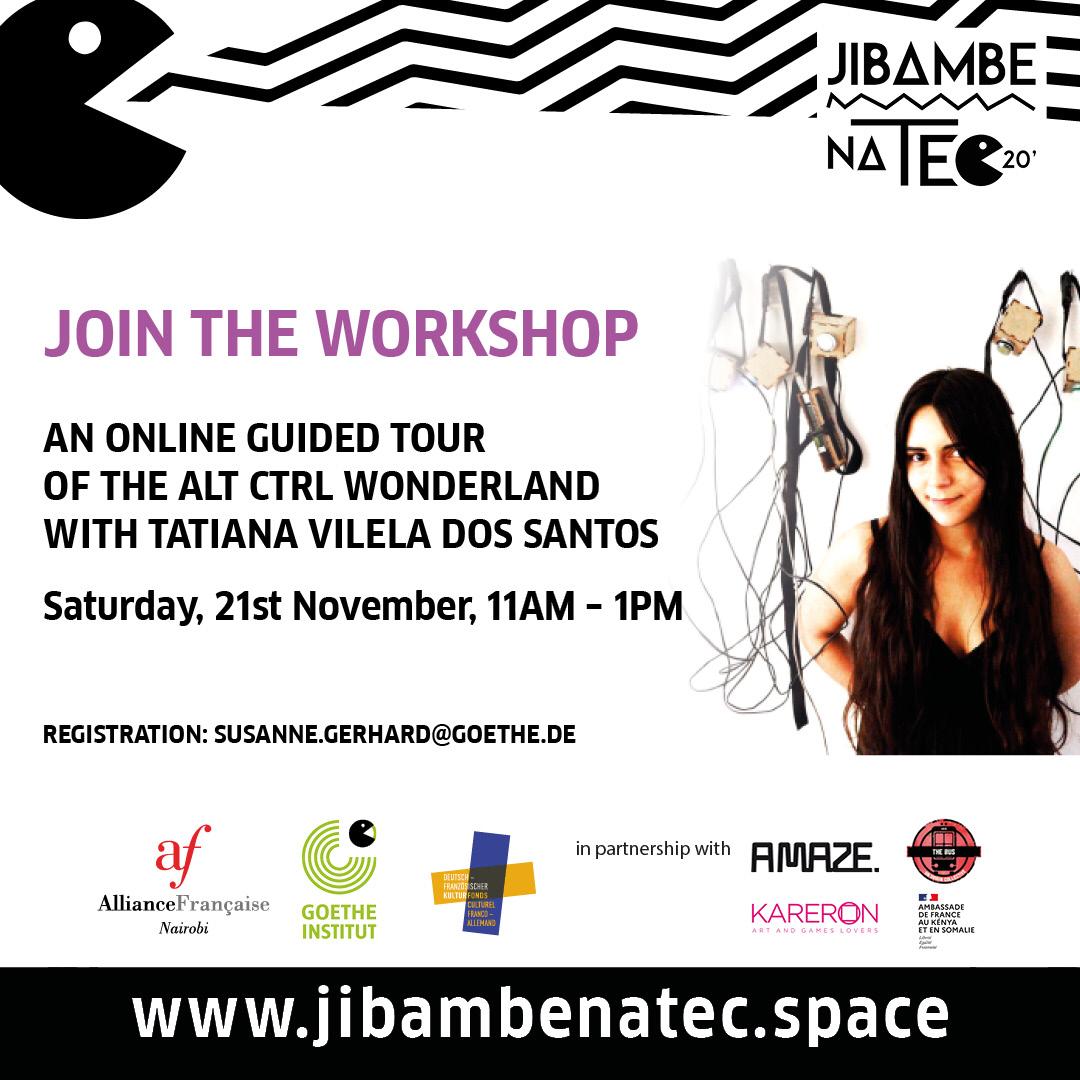 Jibamabe na Tech Festival is looking forward to the Guided tour of the ALT CTRL wonderland by <a href="/MechBird/">Tatiana Vilela DS ⚙️🐦</a>. Learn the magic of breaking, making and building installations and games beyond keyboards, game controllers and mice. 

SAT Nov. 21 , 11AM EAT, 9AM CET