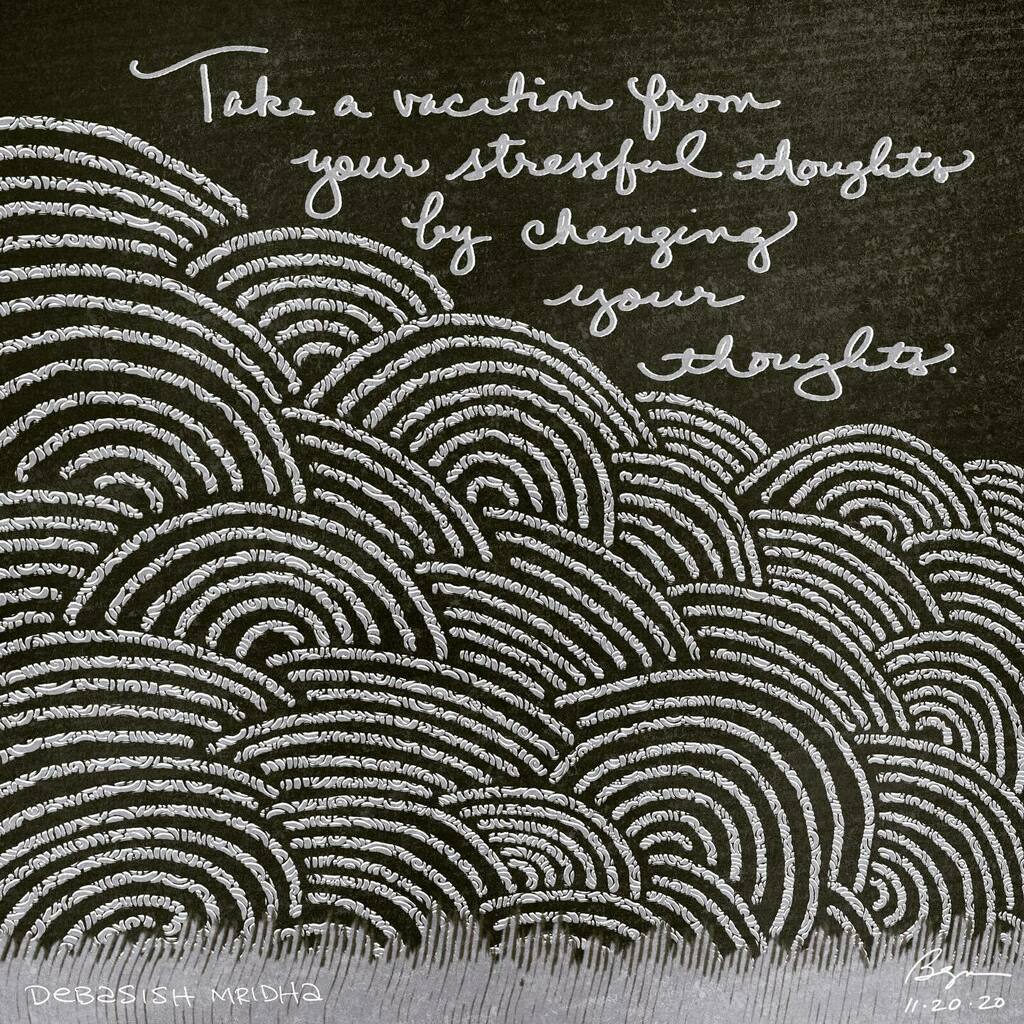 bethnyland's tweet photo. “Take a vacation from your stressful thoughts by changing your thoughts.” (Debasish Mridha)
.
#thoughts #relaxation #vacation #stress #changeyourthoughts #zentangle #debasishmridha
.
#notice #illustration #visualart #visualverbal #art #artoftheday #quot… https://t.co/fl2KOwAmOe https://t.co/59La79zqG7