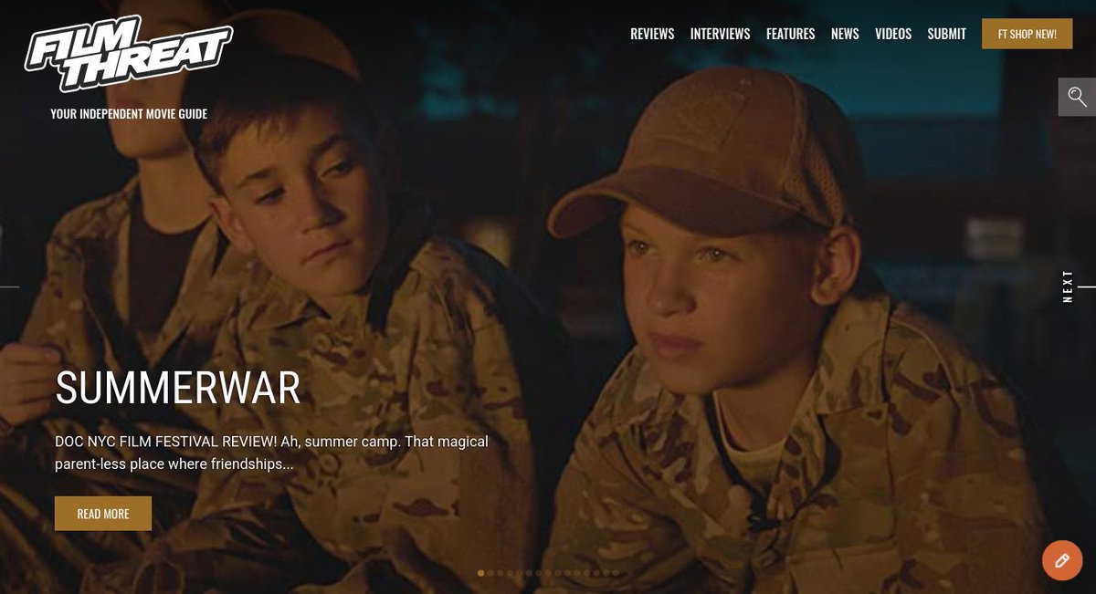 FilmThreat's tweet photo. “…along with afternoons spent swimming in the lake, there are machine gun tutorials, battle simulations, and military obstacle course drills.” Brian Shaer looks at Summerwar; which screened @DOCNYCfest.
https://t.co/GuyOgZPfl5 #DOCNYC #FilmThreatDOCNYC #DOCNYC2020 https://t.co/oA5KmgfNZs