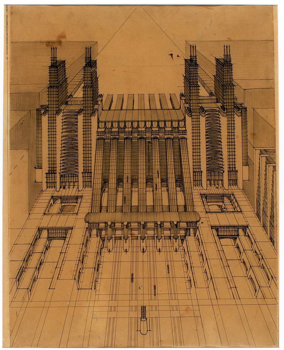 2/ Futurism came out of Italy in a time of mechanization and industry. Vigorous, strong, fast and bold, Futurism used steel and concrete to build mega structures with an emphasis on function and progress.