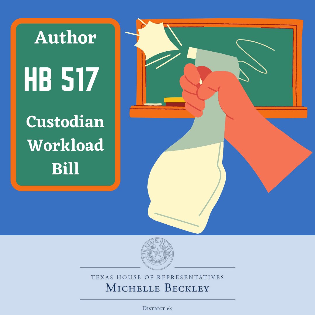 BeckleyforTX's tweet photo. Last week, I prefiled #HB517, the Custodian Workload Bill, requiring school boards to adopt policies regarding workload of #custodians in district facilities. Custodians are one of the unsung heroes of #COVID, working hard to protect our schools. We need to support them. #txlege https://t.co/zDQXSRCCsx