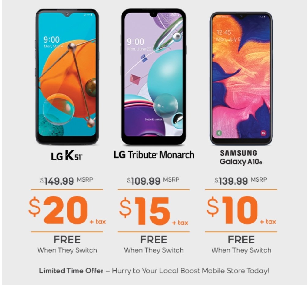 Boost has the best prices on adding a line right now! LG K51 only $20, what?! #boost #addaline #10dollarphones <a href="/boostmobile/">Boost Mobile</a>