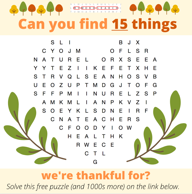 Bright_Sprout_'s tweet photo. We're always grateful for a challenge: can you find all 15 hidden words in our Thanksgiving word search? Solve this free puzzle on our website: https://t.co/mFitrrffik #thanksgiving2020 #virtualthanksgiving #thanksgivingathome #wordsearch #wordpuzzles #lettersoup #gratitude https://t.co/ewQVdDqEMj
