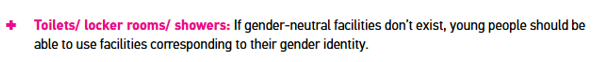 It also says in its online training that TENI, the Transgender Equality Network Ireland, recommends for trans+ young people that