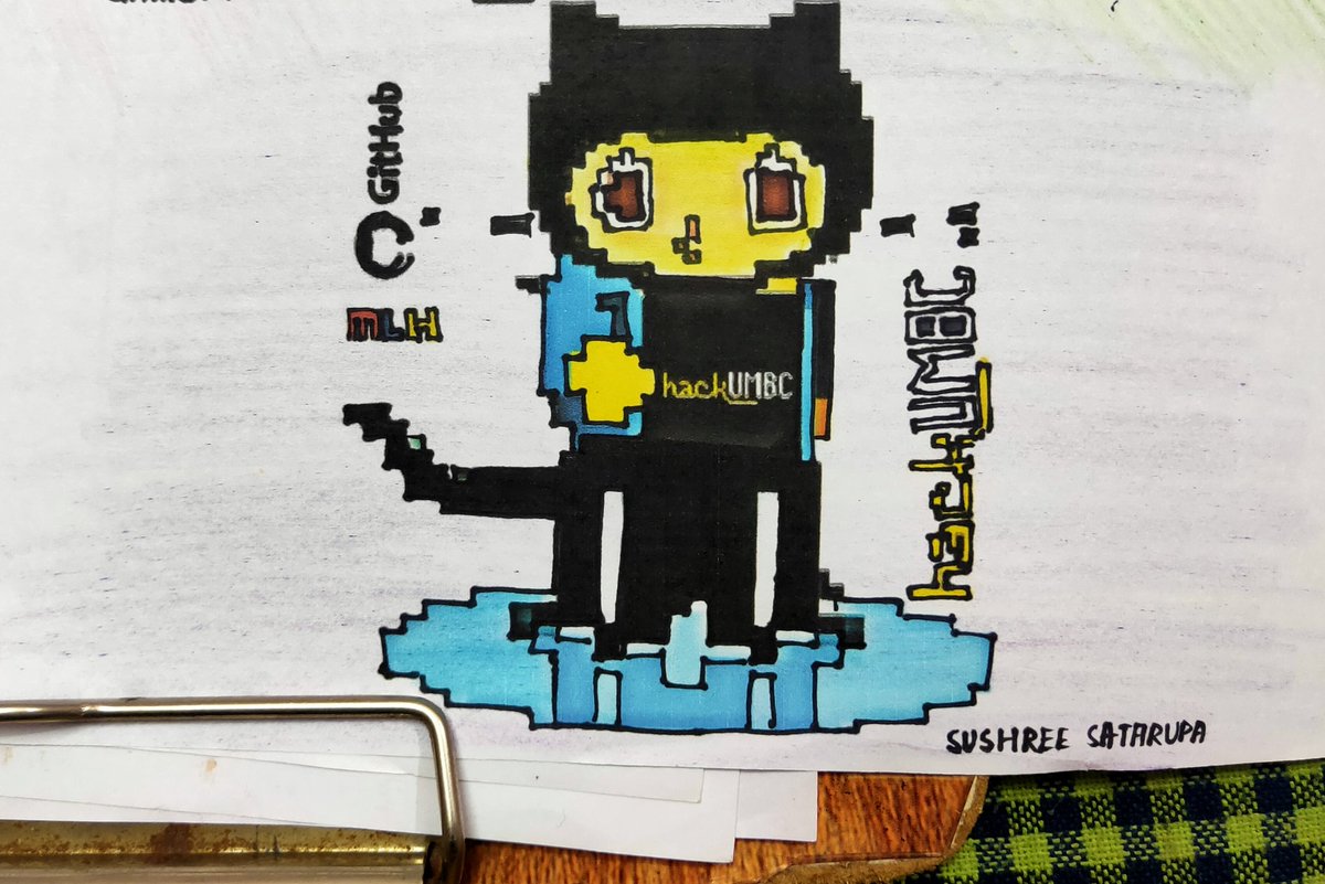 GitHubEducation's tweet image. We love this pixelated octocat! 💖 Congrats to @SatarupaSushree for winning the #MyOctocat contest at #HackUMBC 🥳