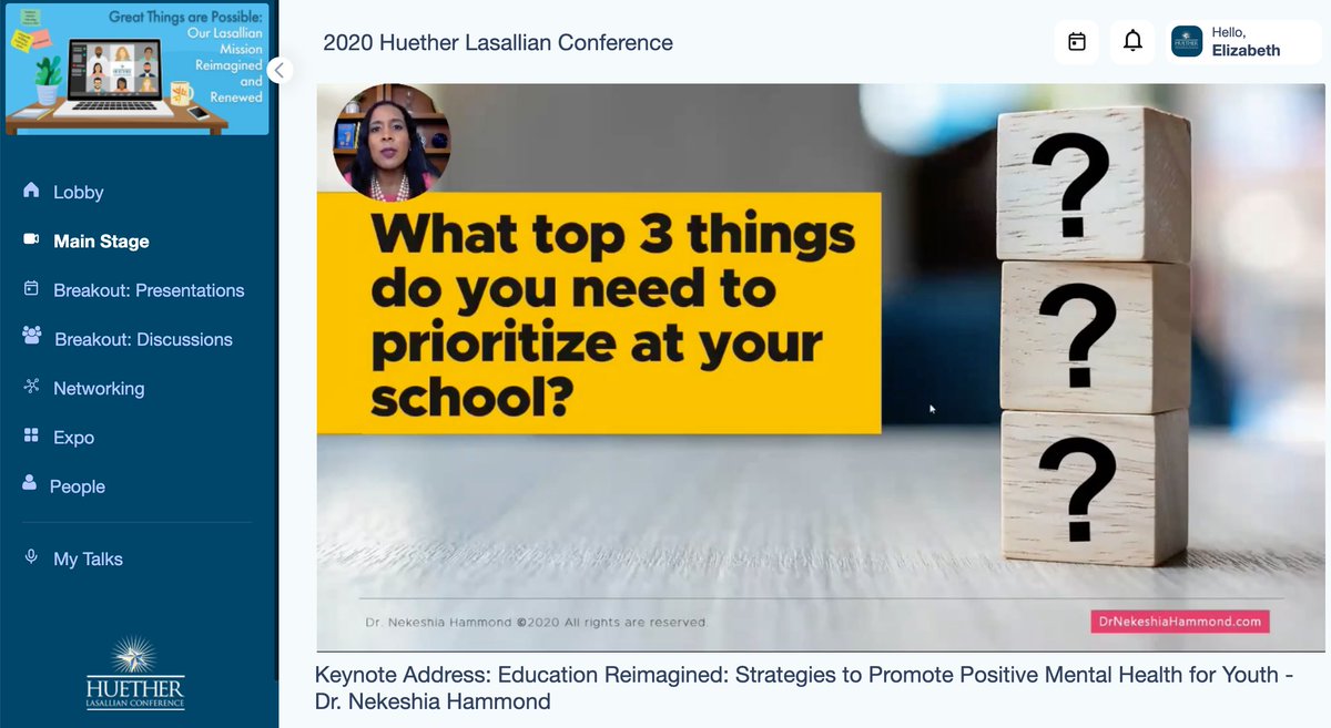 Lasallian_RELAN's tweet photo. At #Huether2020 @Dr_Hammond asks for top 3 priorities at school. Some responses from #Lasallians: developing students beyond intellect, getting beyond screens to reach their hearts, being engaged listeners, introducing young people to their inner lives, spiritual development. https://t.co/V2DtFsts1P