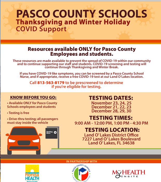 Important information about COVID-19 testing for employees and students during Thanksgiving Break.