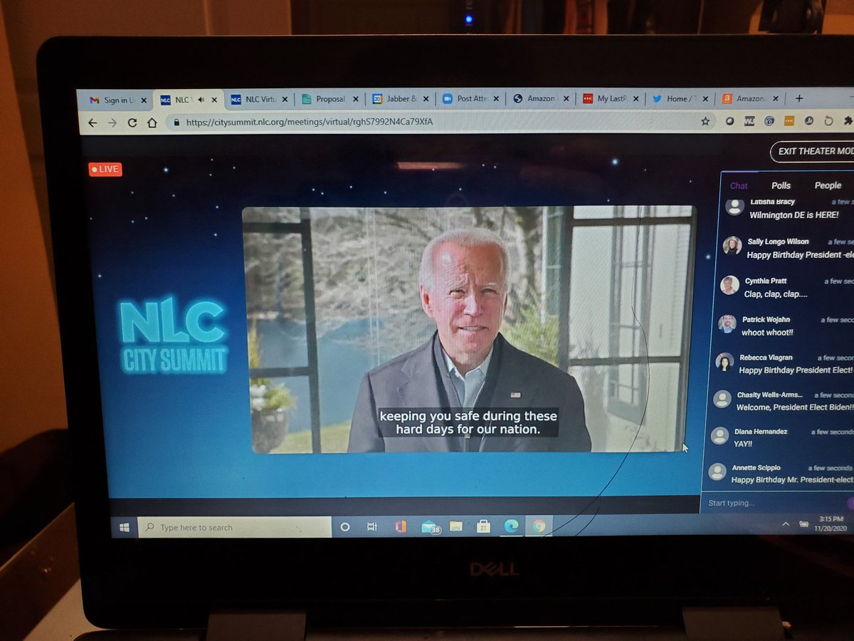 TIDEVINE's tweet photo. What an honor to have President-Elect @JoeBiden join us at #NLCCS on his birthday. We look forward to working with you Sir. #CitiesLead #BuildBackBetter #RespondRecoverRebuild #CityLeadership https://t.co/gbIFVxWFkd