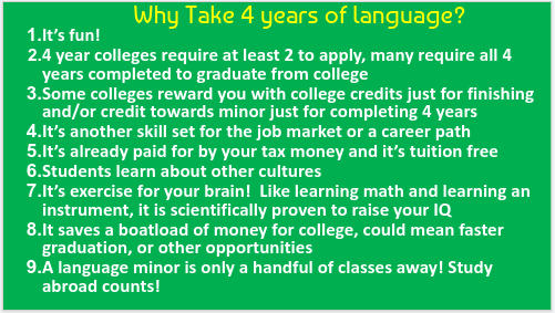 CLSspanishclub's tweet photo. ¡Hola @CLSouthHS  @CLSGators ! Check out all the benefits of taking Spanish with us! College credits, useful skills and lots of fun! https://t.co/21zaqE0gzw