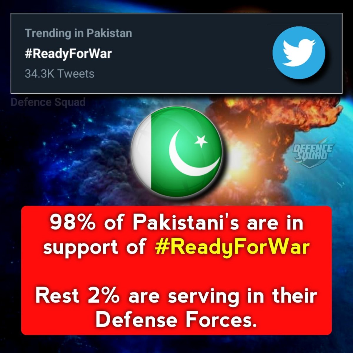 Defence_Squad_'s tweet photo. #ReadyForWar Trending in Pakistan
.
#NikammePadosi https://t.co/KHy3fglUzG