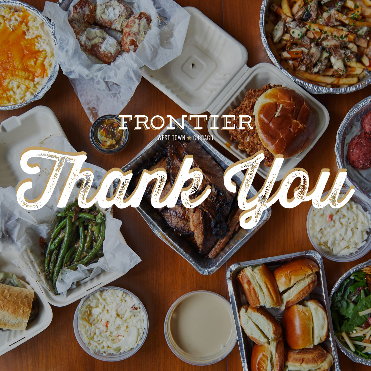 We are sold out of Thanksgiving turkeys, sides, and meals. Thank you to everyone for your continued support! If you're looking for additional ways to enjoy Frontier, we're open for pick-up, delivery, and are taking reservations in our heated, ventilated beer garden!
