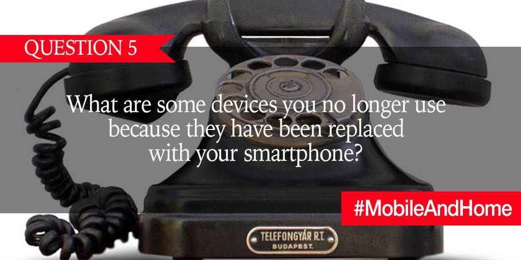 Q5. What are some devices you no longer use because they have been replaced with your smartphone? #MobileAndHome https://t.co/MBR5ZkbmyV