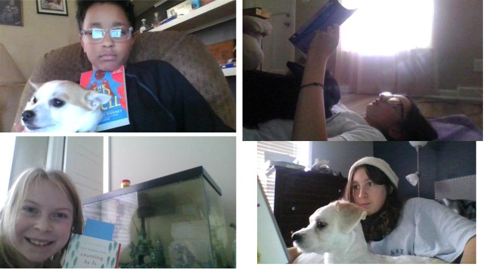 Gray team showing off their pets and book club books! <a href="/mcmspartans/">@MCMSpartans</a>