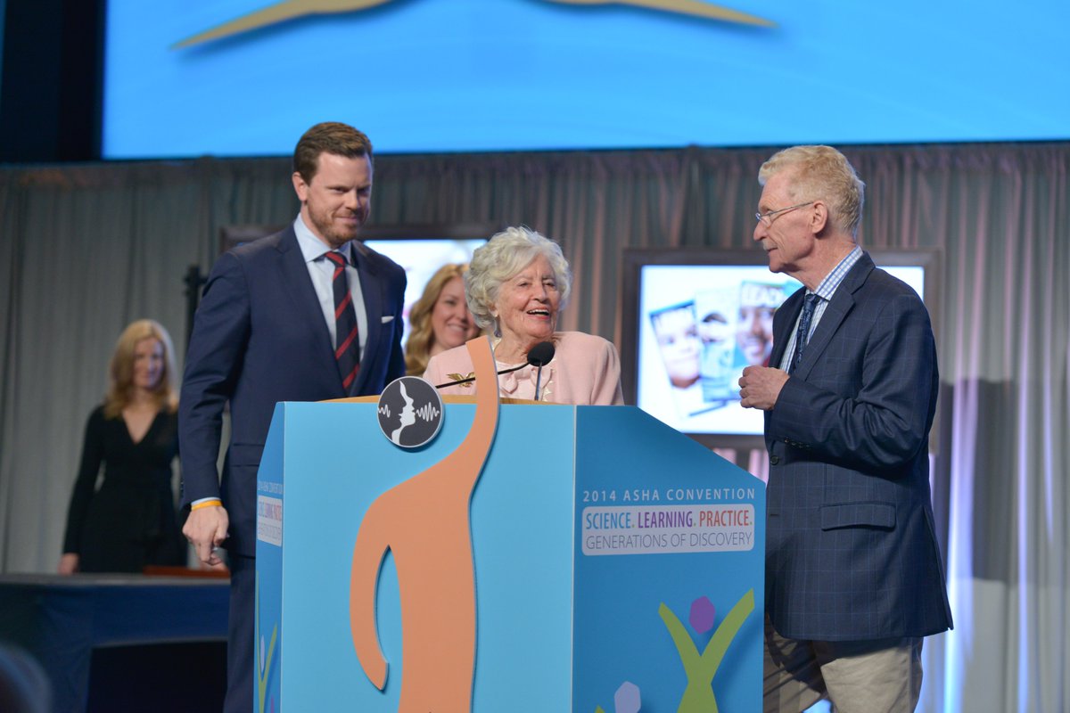 ASHA_Events's tweet photo. Annie Glenn personally presented her namesake award, the "Annie" to Bill and Willie Geist at the 2014 ASHA Convention Awards Ceremony. What a great night! #ASHA2020 https://t.co/DDNSqvTMnc