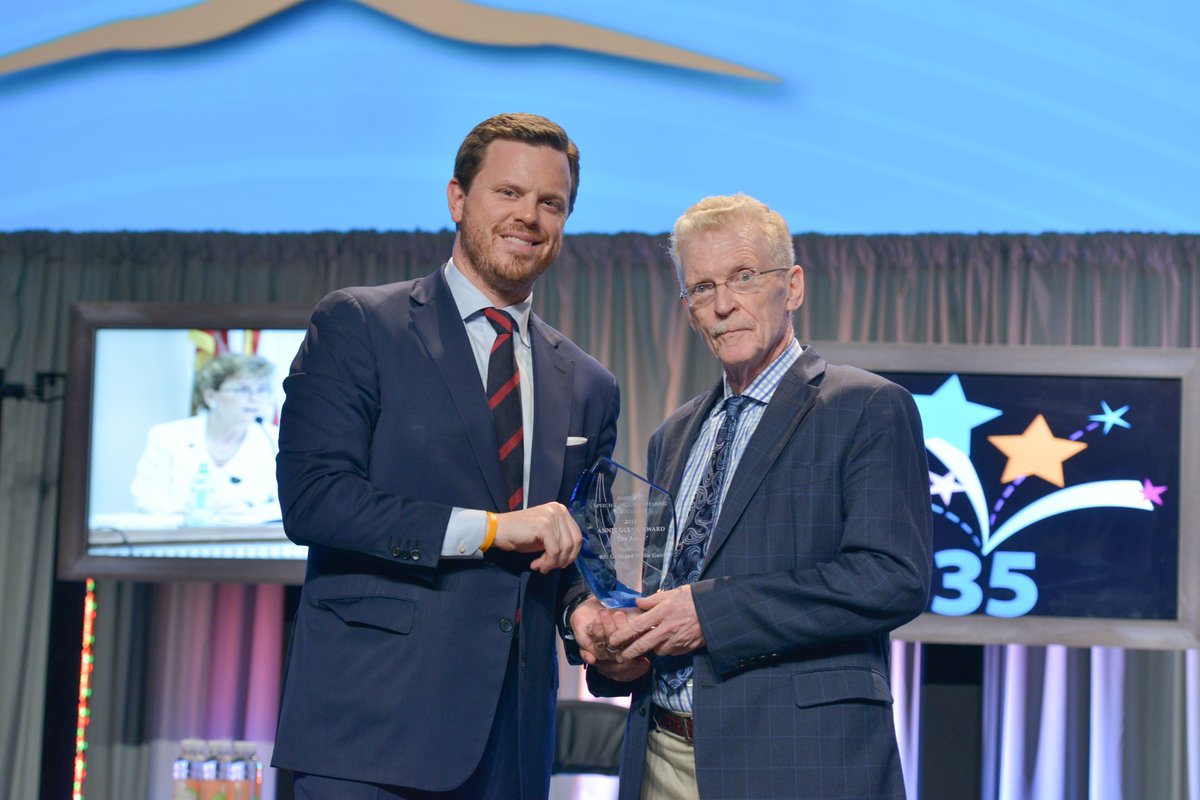 ASHA_Events's tweet photo. Annie Glenn personally presented her namesake award, the "Annie" to Bill and Willie Geist at the 2014 ASHA Convention Awards Ceremony. What a great night! #ASHA2020 https://t.co/DDNSqvTMnc