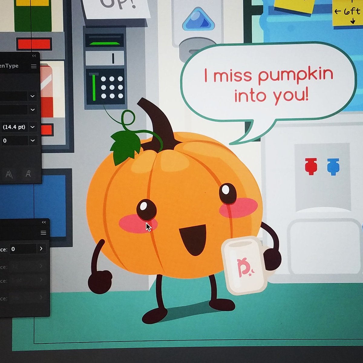 pinkiarts's tweet photo. I miss "pumpkin" into you! get it? ❤😂🤣 Miss you my friends. 🤗🤗🤗

#pinkiart #commission #vectorart #pumpkin #fallseason #illustrator #wip https://t.co/a4CFpQyeO7