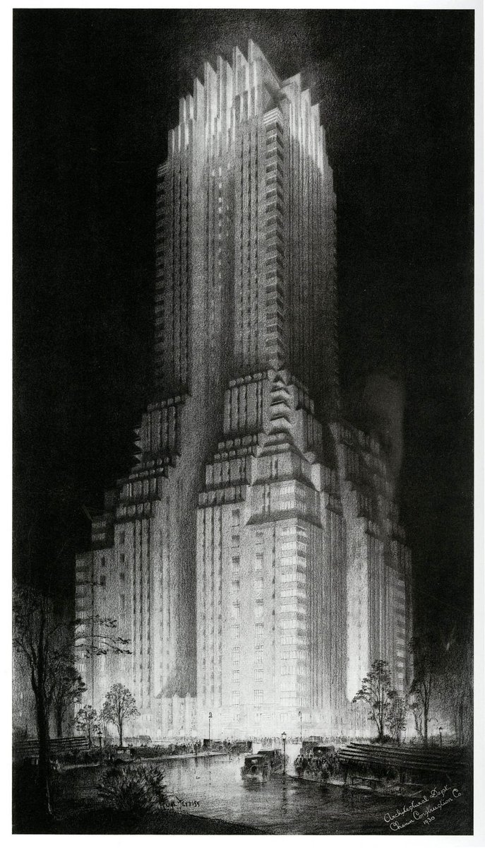 6/ Art Deco picked up the scale and ambition of Constructivism, the crisp modern feel of Bauhaus, but it also added luxury and aesthetics back. Drawing on French Beaux Arts style and new building techniques like reinforced concrete, Art Deco reached its full potential in America.