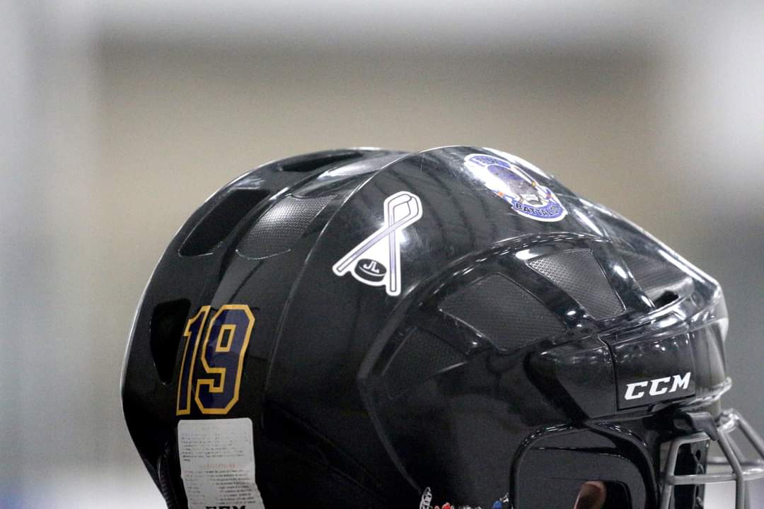 BluesU13AABlue's tweet photo. Tonight we wore helmet stickers in memory of our hockey mom JL.  Like to think she had a little something to do with #8 scoring our first goal of the night.
#4JL https://t.co/TgZS4rprJH https://t.co/jacS4Floab