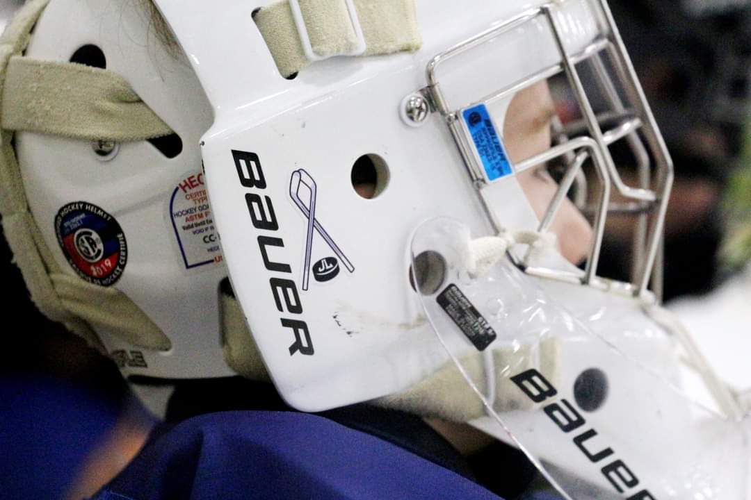 BluesU13AABlue's tweet photo. Tonight we wore helmet stickers in memory of our hockey mom JL.  Like to think she had a little something to do with #8 scoring our first goal of the night.
#4JL https://t.co/TgZS4rprJH https://t.co/jacS4Floab