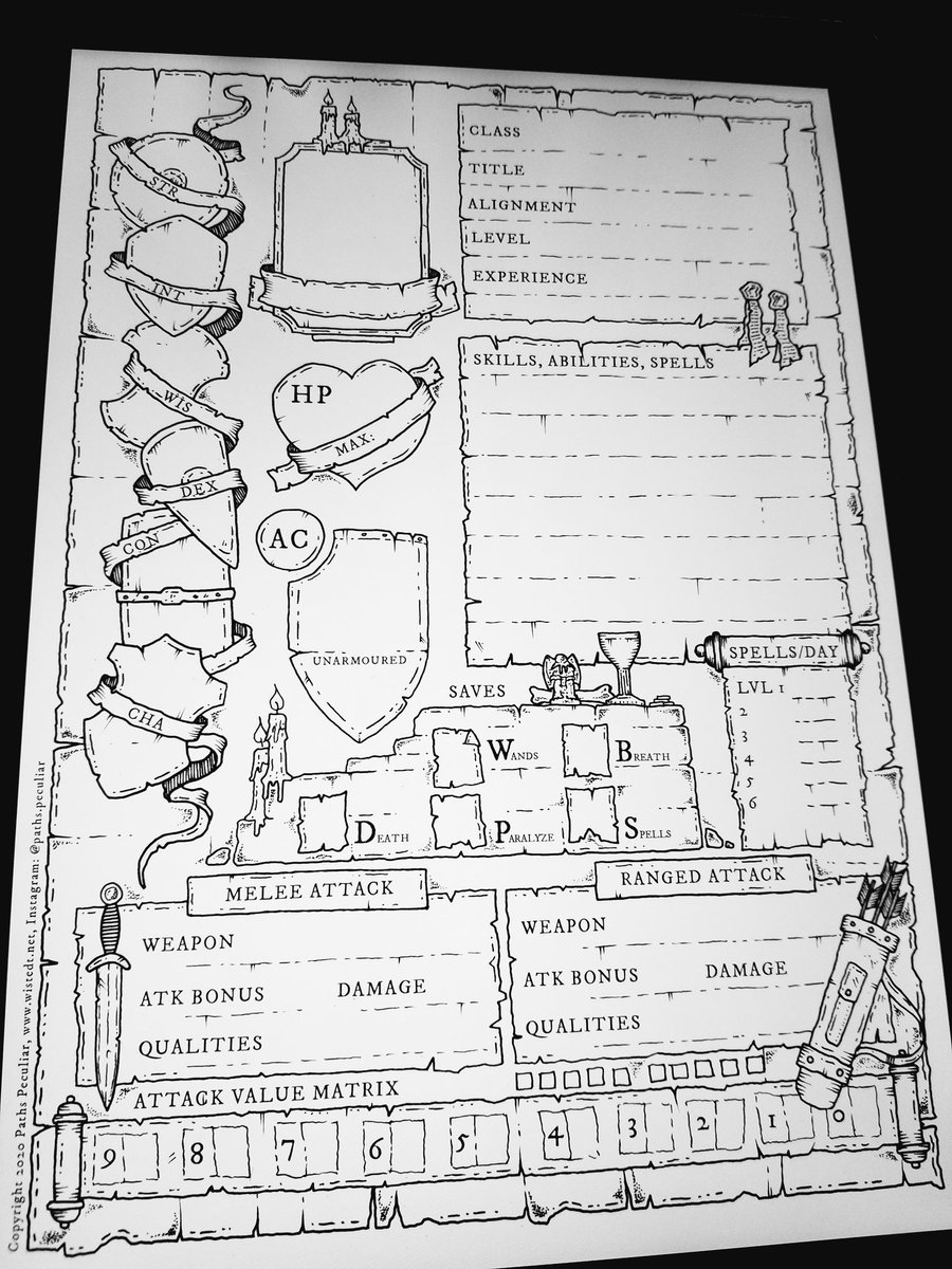 Absolutely love these character sheets from @PathsPeculiar for old school #DnD 