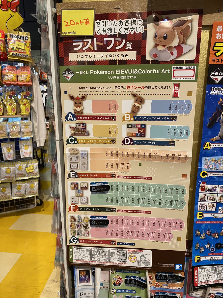 ヴィレッジヴァンガードくずはモール店 一番くじ Pokemon Eievui Colorful Art 入荷しております ポケモン イーブイ